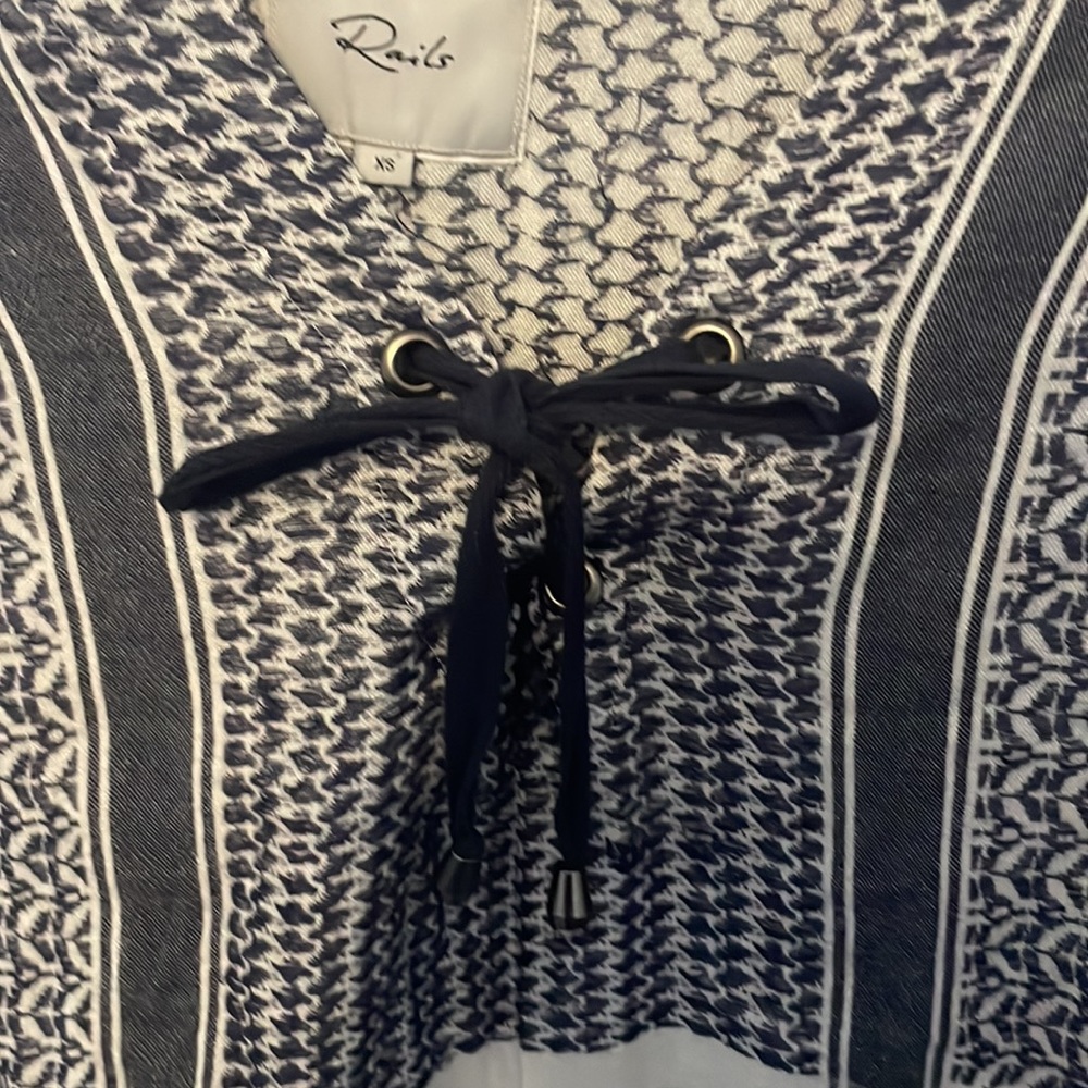 Rails Sz Xs Blue Patterned Boho Top Guc B1015 - image 2